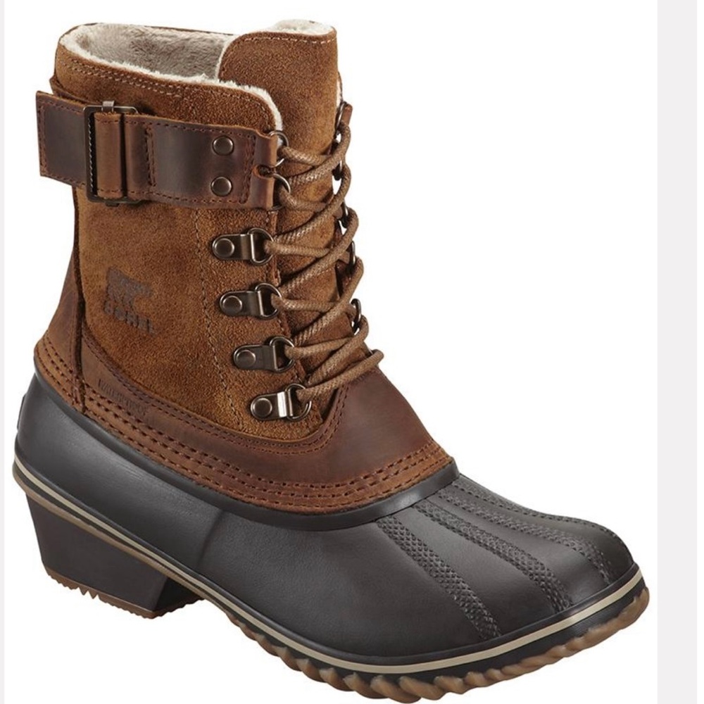 SOREL Winter Fancy Lace II Mid-Calf Boot, Elk/Grizzly Bear, Size 7.5, LIKE NEW